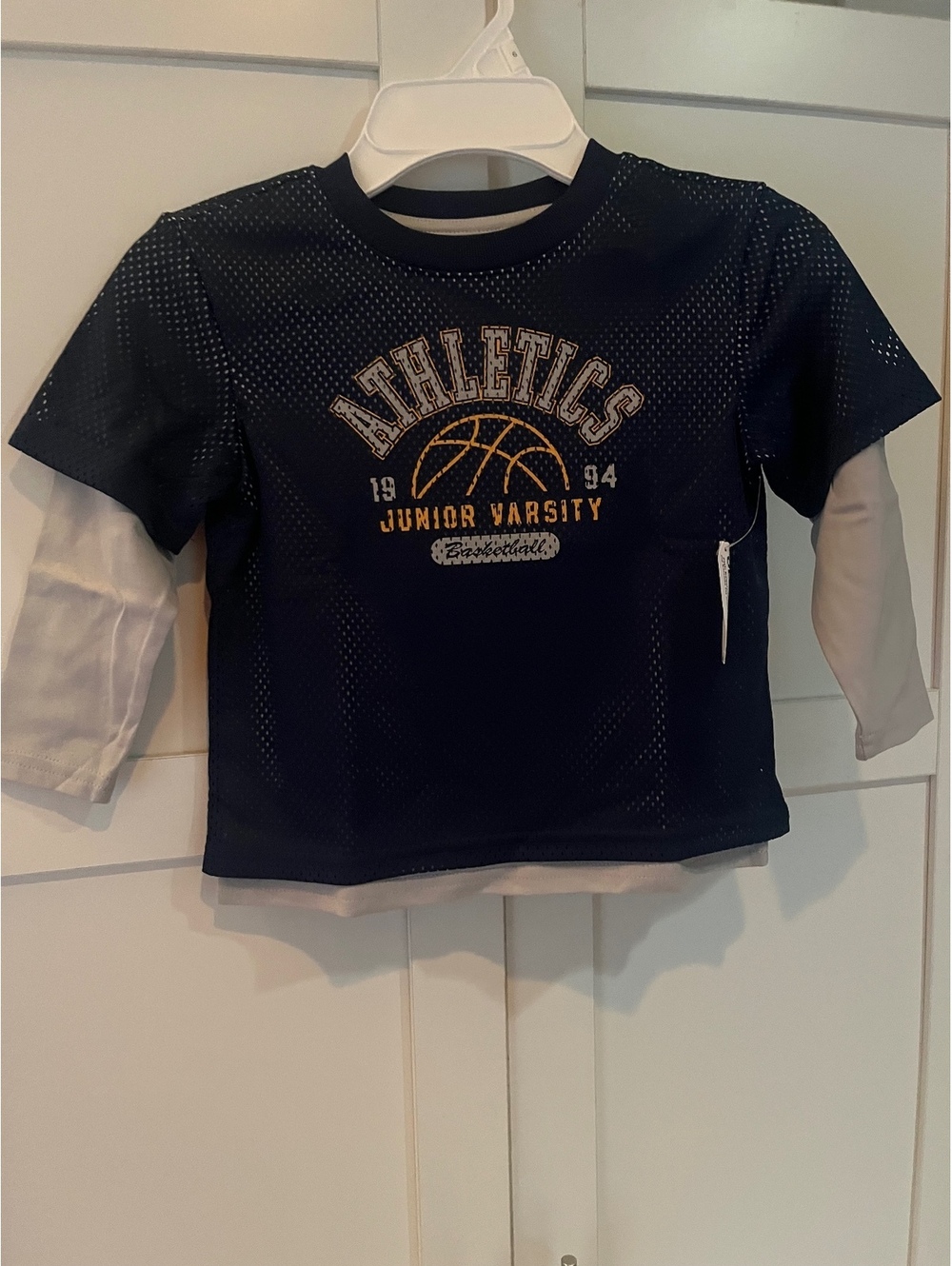 Old Navy Boys' 2T Long Sleeve Athletic Shirt with Basketball Graphic